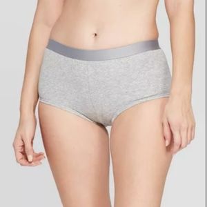 Auden Women's Cotton Ribbed Boyshort Underwear Panties 3 Pack XS 0-2 Light Gray